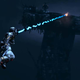 Selen Vassos grapples to a ledge in Returnal, developed by Housemarque, which was purchased by Sony.